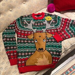 Festive Reindeer Sweater - Christmas Sweater - Put your drink in my pocket!